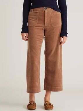 Quince Organic Stretch Corduroy Cropped Wide Leg Pants
